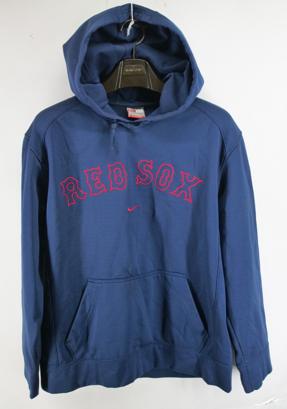 VTG Nike MLB Boston Red Sox Hoodie Center Swoosh Y2K Mens Large Navy Pullover